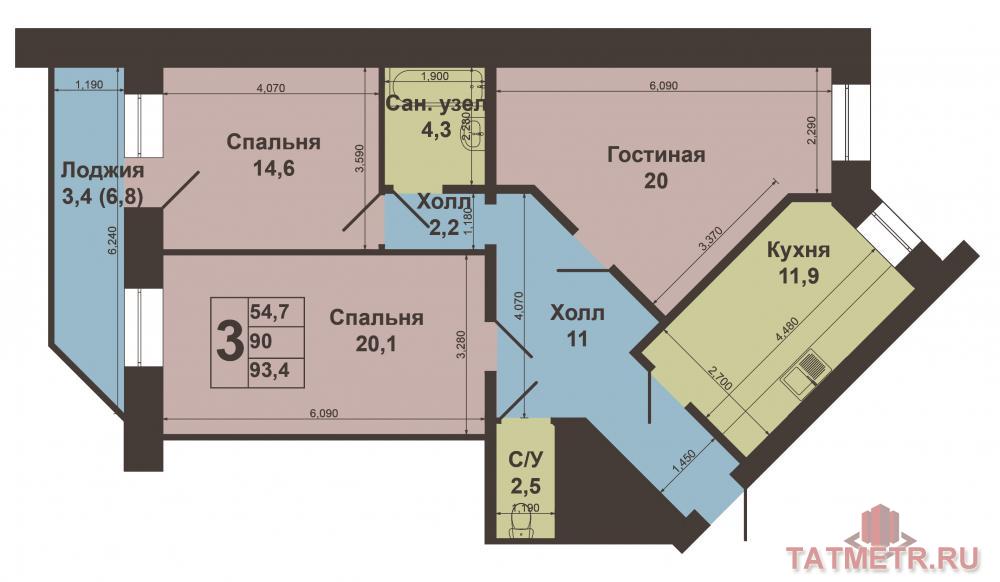 Предлагается шикарная 3-х комнатная квартира в элитном доме в самом центре города, по адресу Зинина, 7.... - 11