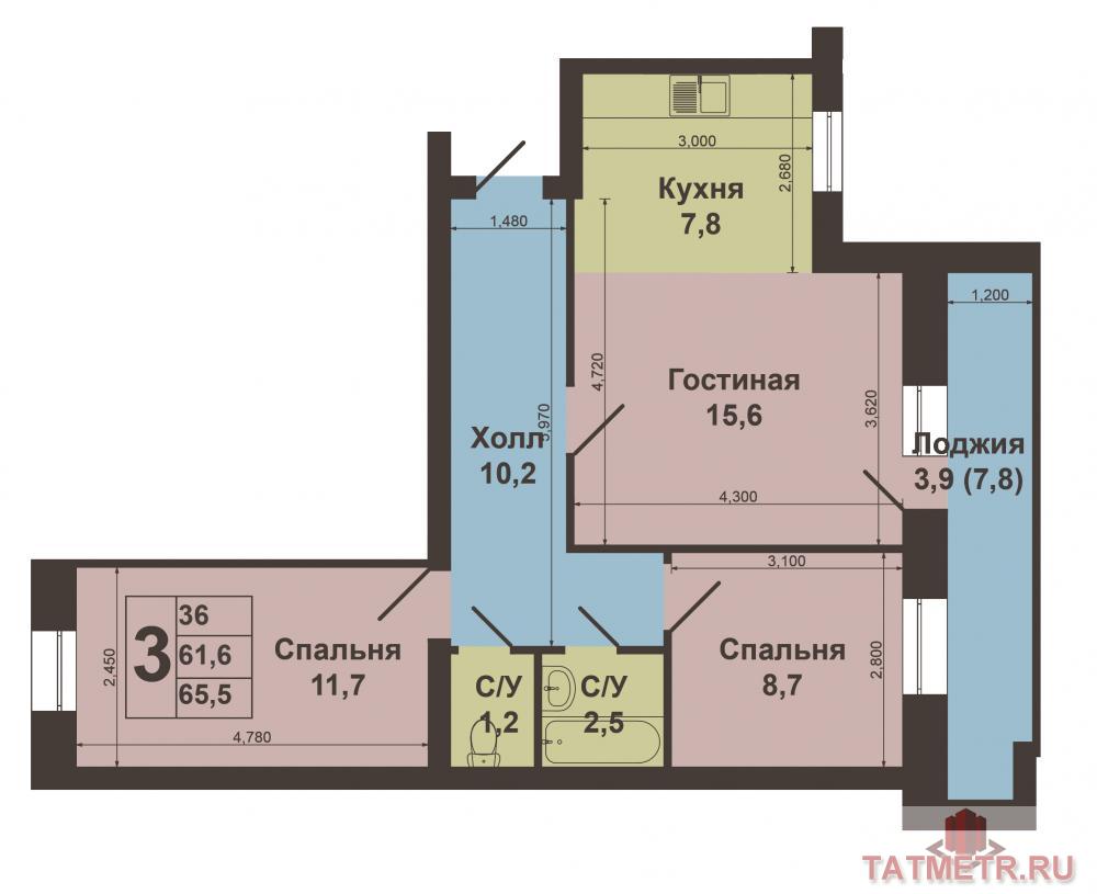 Продается очень теплая и уютная 3-х комнатная квартира по адресу Братьев Касимовых 40а. В квартире установлены евро... - 11