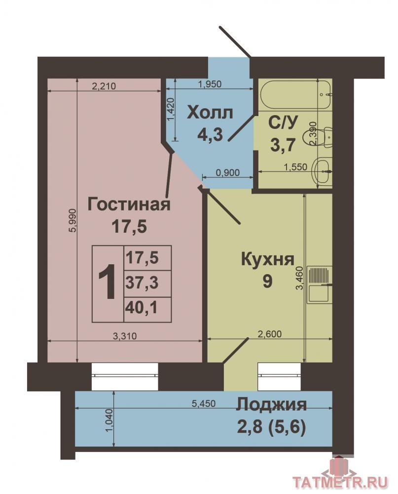 Продается 1-комнатная квартира в уникальном жилом комплексе «Арт Сити». Квартира находится 1-м этаже 10-ти этажного... - 10