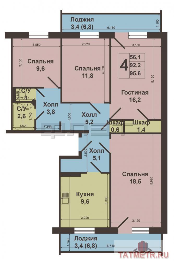 Советский район,   ул. Закиева , 7 . Продается четырехкомнатная   квартира в панельном  доме,  общей площадью 95, 6... - 2