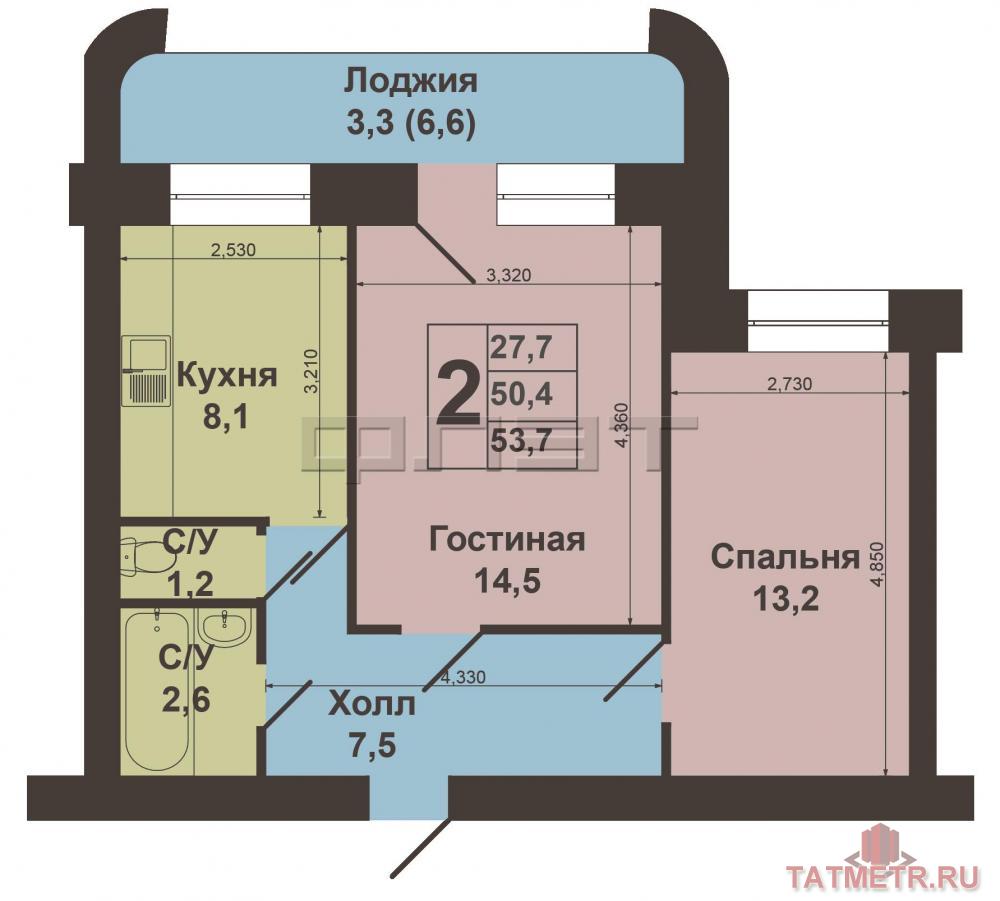 Авиастроительный район, ул. Лукина, д.55. Продается отличная двух комнатная «ленинградка» на третьем этаже девяти... - 12