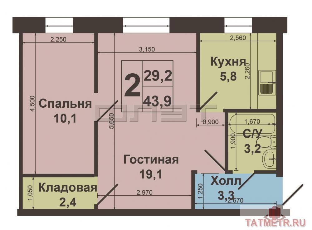 г.Казань, Московский район, ул.Ибрагимова д.14, двухкомнатная квартира, кирпичный дом, этаж 2/5, не угловая по... - 10