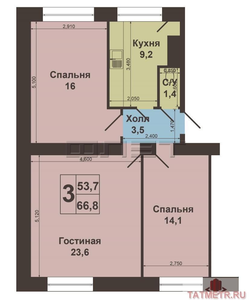 Комната 19, 9 кв.м на 4 этаже 4 кирпичного дома по ул. Степана Халтурина, 2/24. Продается просторная  светлая... - 10
