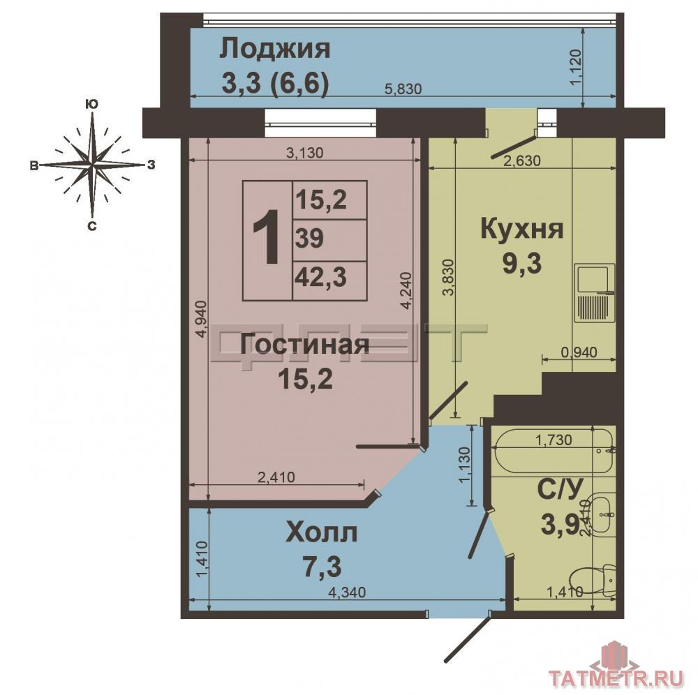 Казань. ЖК Радужный. Продается однокомнатная квартира по адресу Гайсина д.  7. Этаж 2/10. Общая, Осиново за 2 100 000 р.