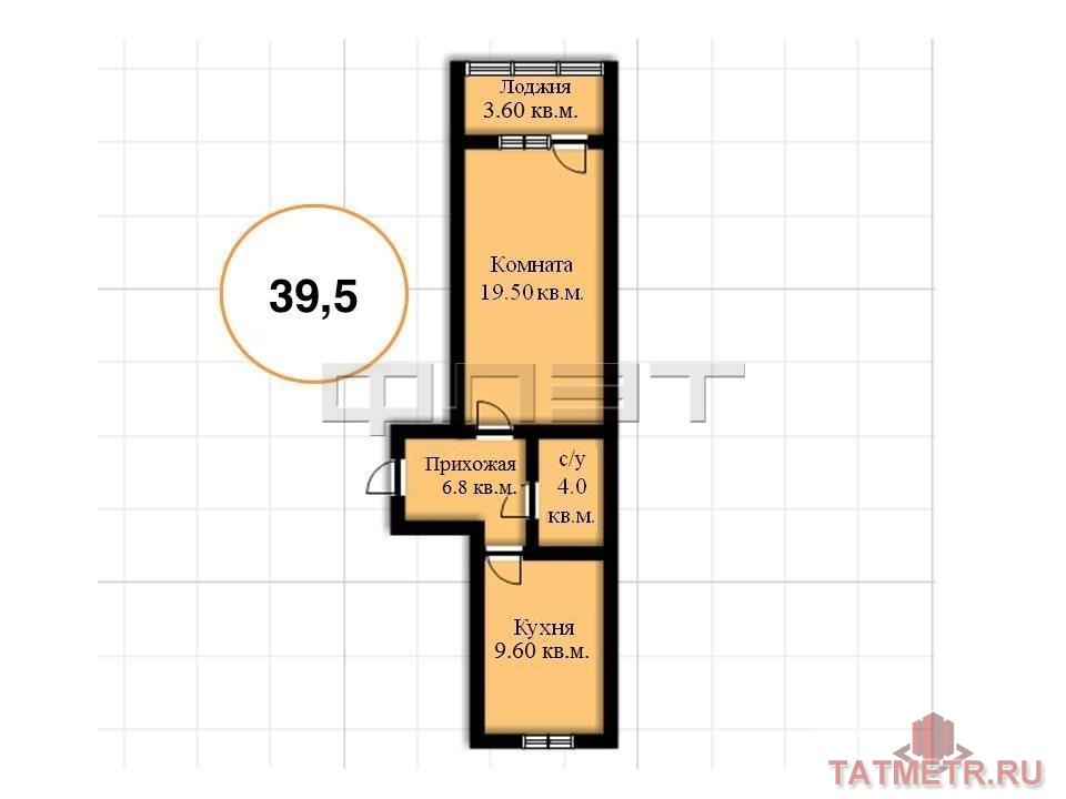 Продается однокомнатная распашная квартира площадью 39.50 кв.м. Эргономичная планировка квартиры. Гостиная – 19, 6... - 4