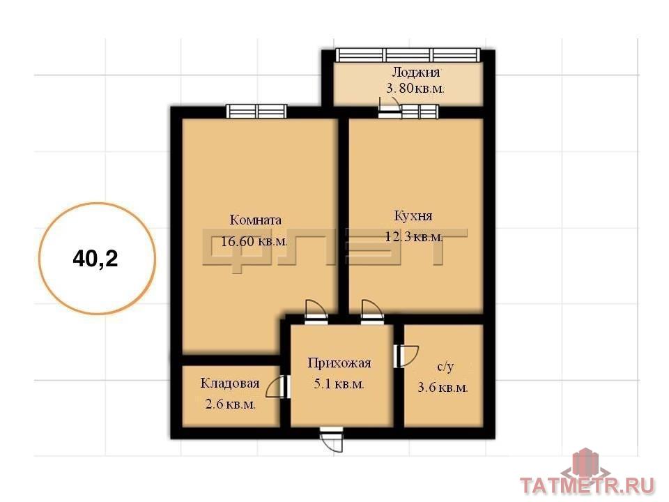 Продается однокомнатная квартира на 2 этаже площадью 40, 20 кв.м. Дом пятиэтажный, построен из кирпича, просторные... - 5