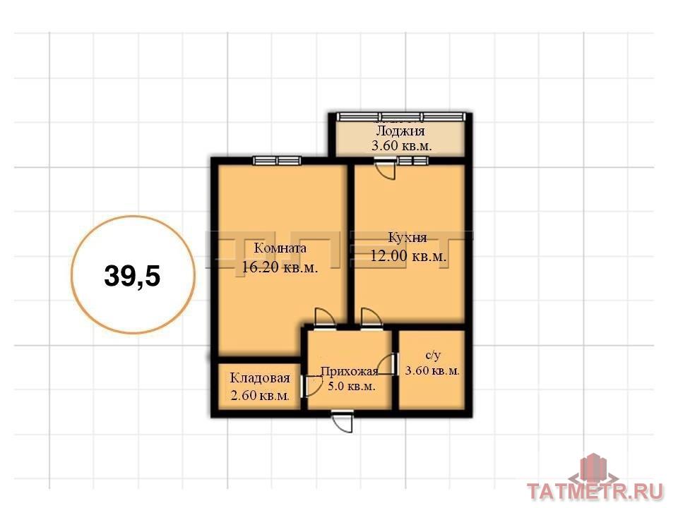 Продается уютная 1-комнатная квартира на 5 этаже. Общая площадь квартиры 39.50 кв.м., жилая площадь 16, 2 кв.м.,... - 6