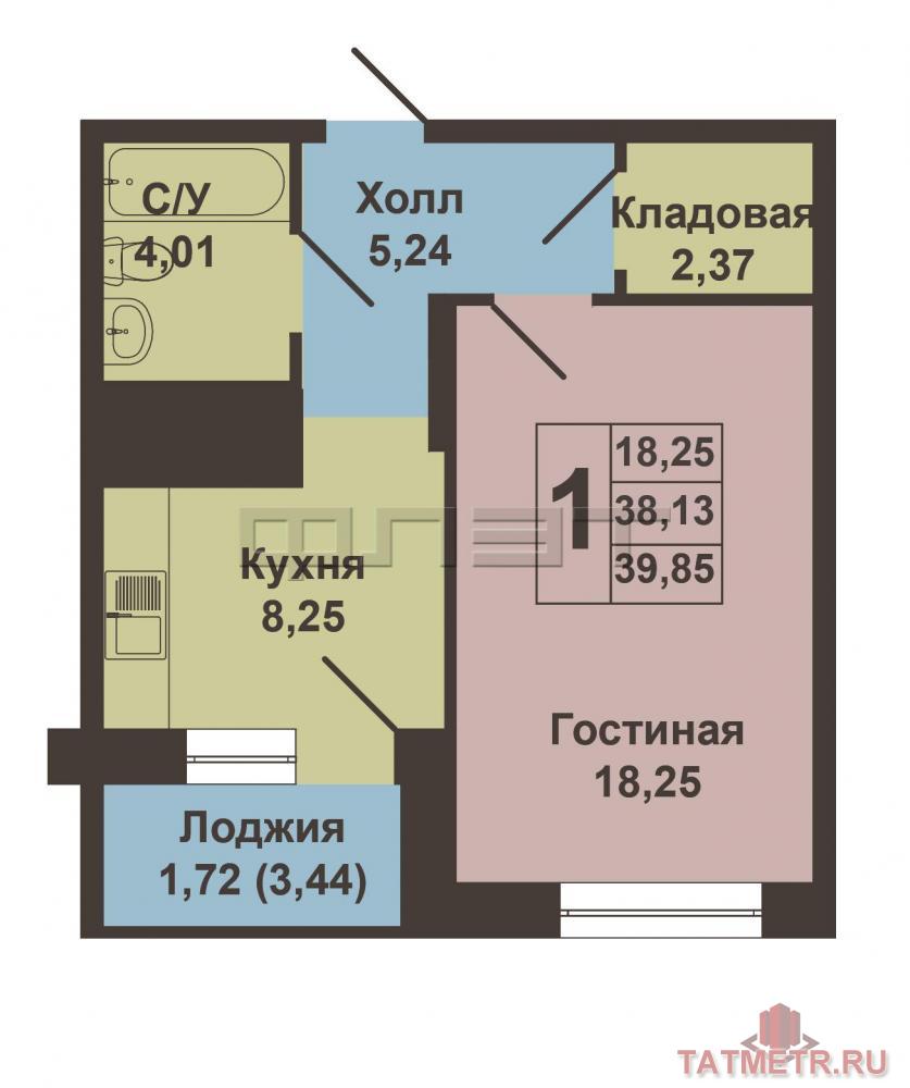 Продаётся однокомнатная квартира по ул. Павлюхина, ЖК «Возрождение» в Приволжском районе, на 5-м этаже, общей... - 4