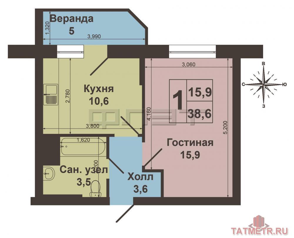 В динамично развивающемся Ново-Савиновском районе, в ЖК Спутник по адресу Маршала Чуйкова 62 продается однокомнатная... - 15