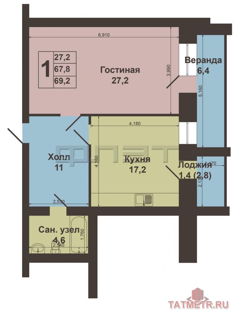 В Советском районе по ул. Губкина, продается большая однокомнатная квартира в идеальном состоянии. Квартира... - 12
