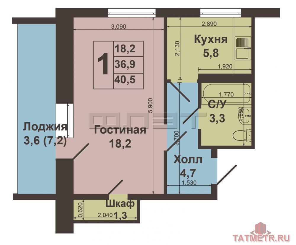 В Приволжском районе по ул. Курчатова д.2, продается комфортная однокомнатная квартира. Расположена на 4 этаже 9-ти... - 6