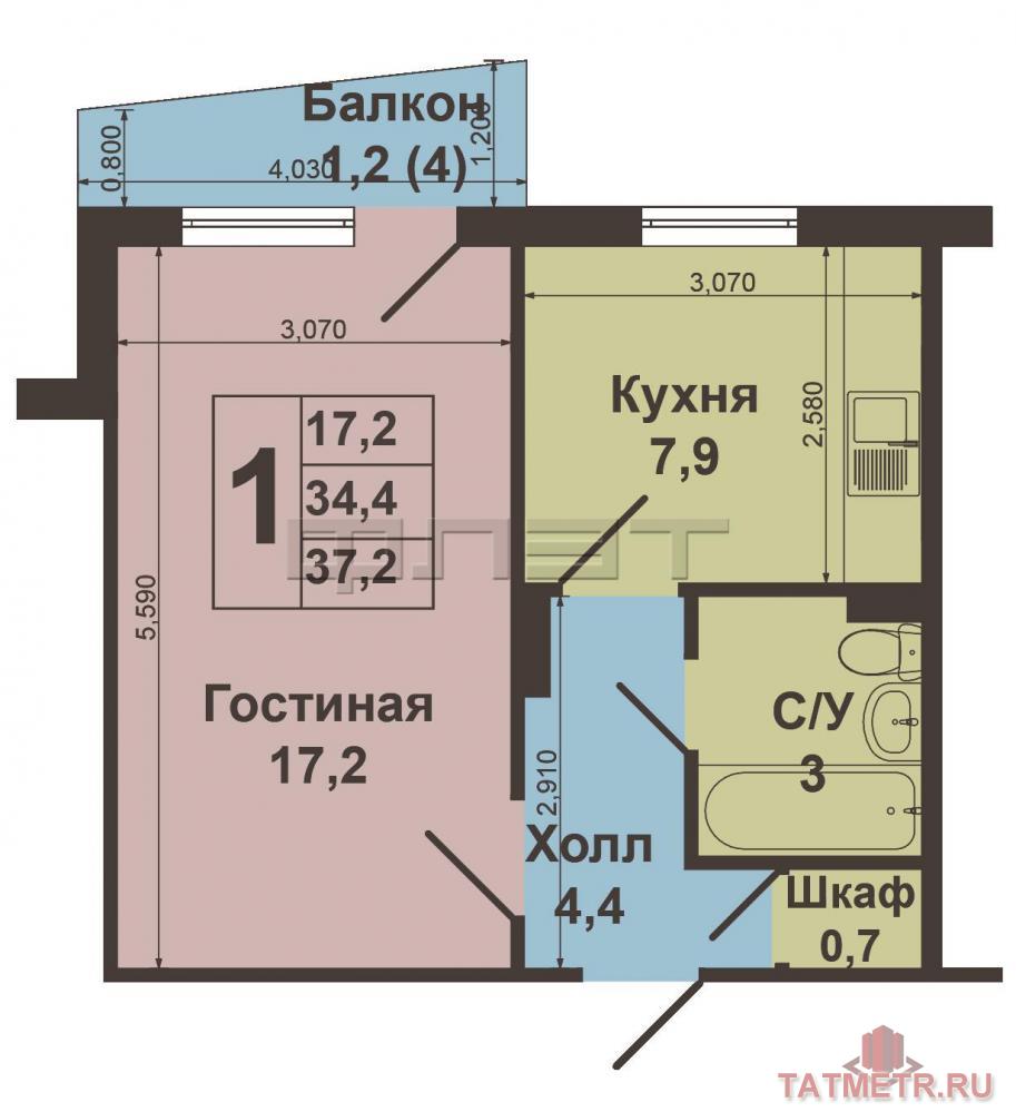 Хотите жить в просторной квартире? Есть отличное предложение! Продается 1-комнатная квартира «ленинградка», на 8... - 7