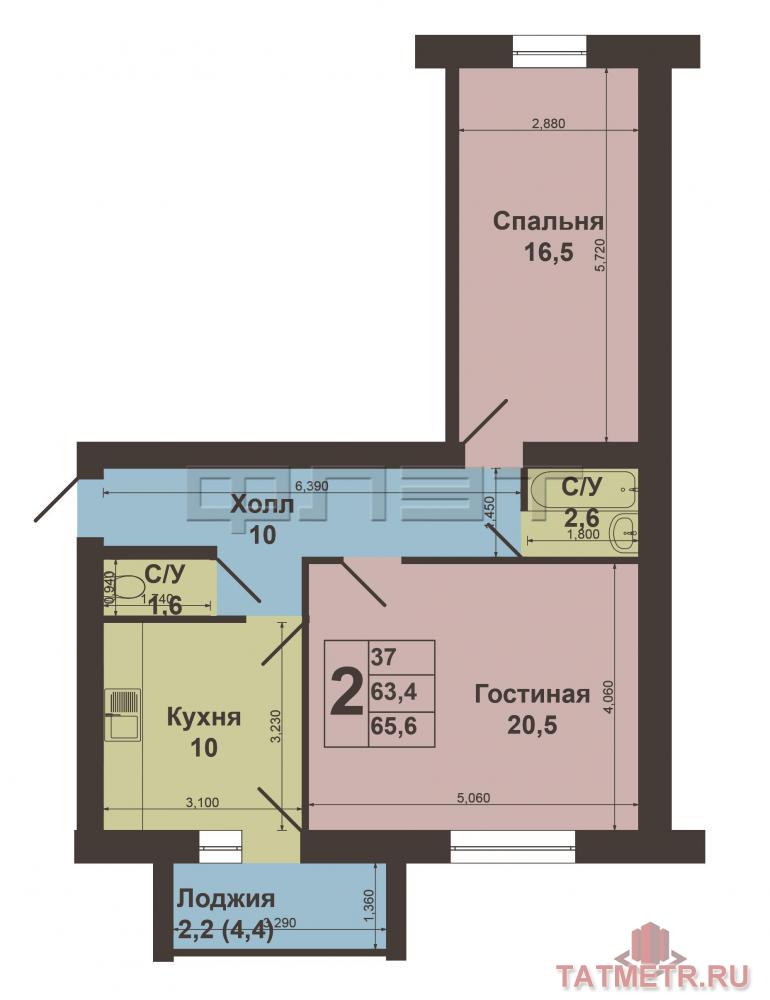 Высокогорский район, ул.Мичурина Продается просторная, светлая двухкомнатная квартира 61, 2 кв.м. улучшенной... - 8