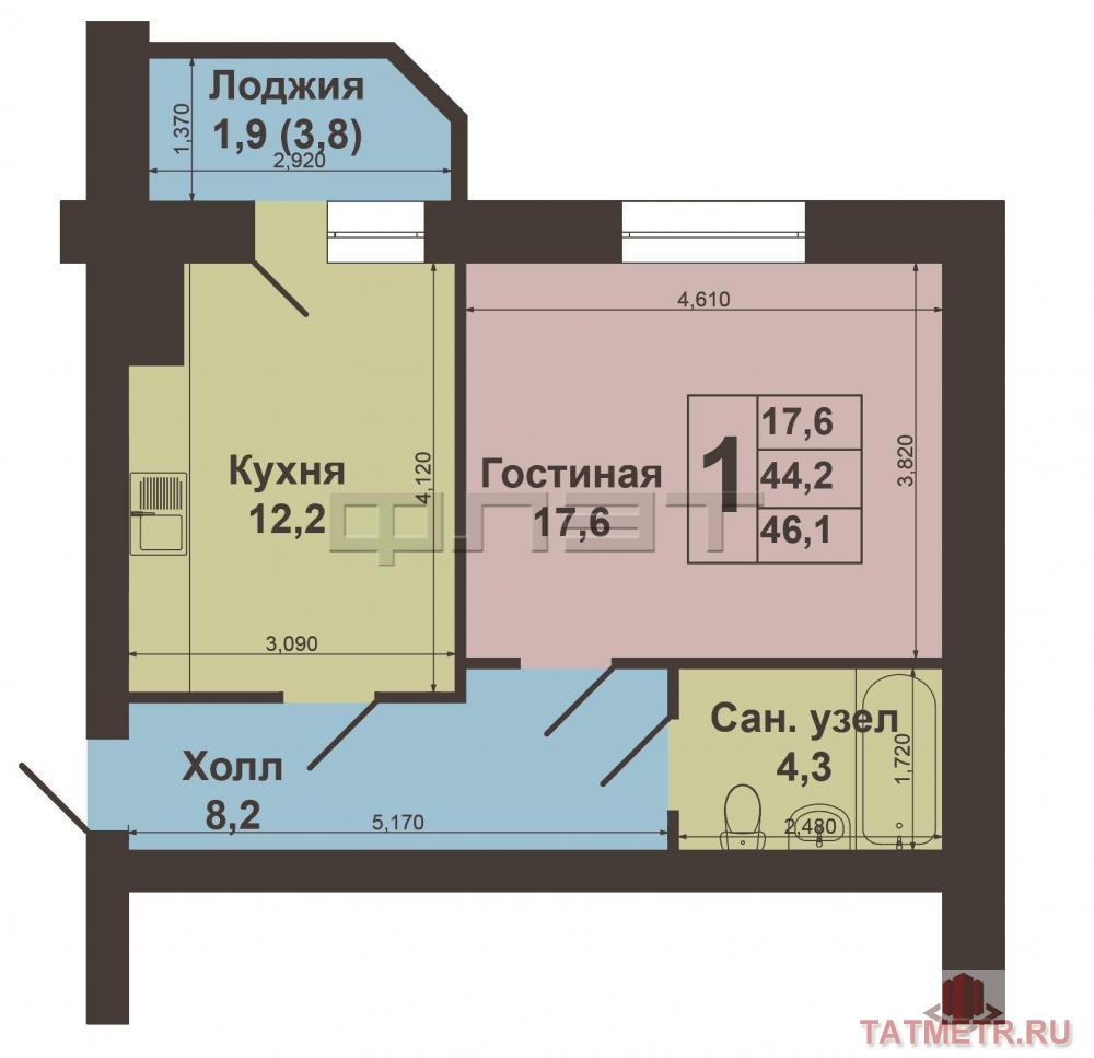 Продажа / Квартиры, Высокая Гора, Б улица.Красная, 2 450 000 Высокогорский район, ул.Б.Красная, д.228 А. Продается уютная однокомнатная квартира в кирпичном доме улучшенной... - 9