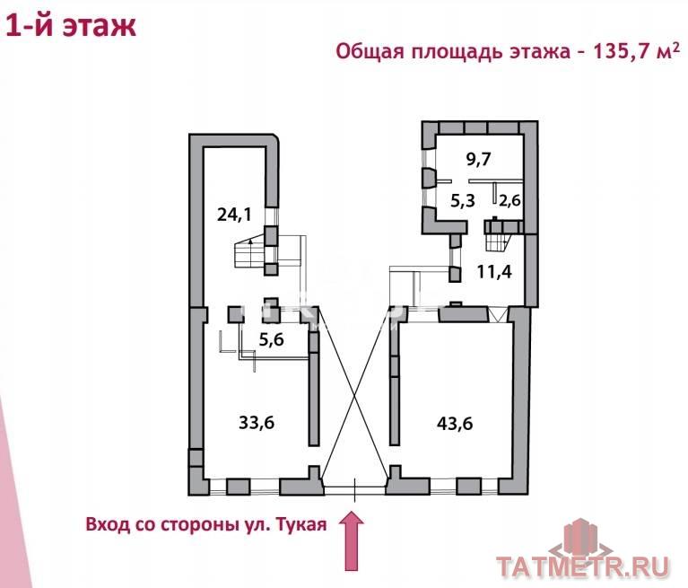 Трехэтажный особняк ХIX века после капитальной реконструкции в историческом центре города Казани в центральной части... - 6