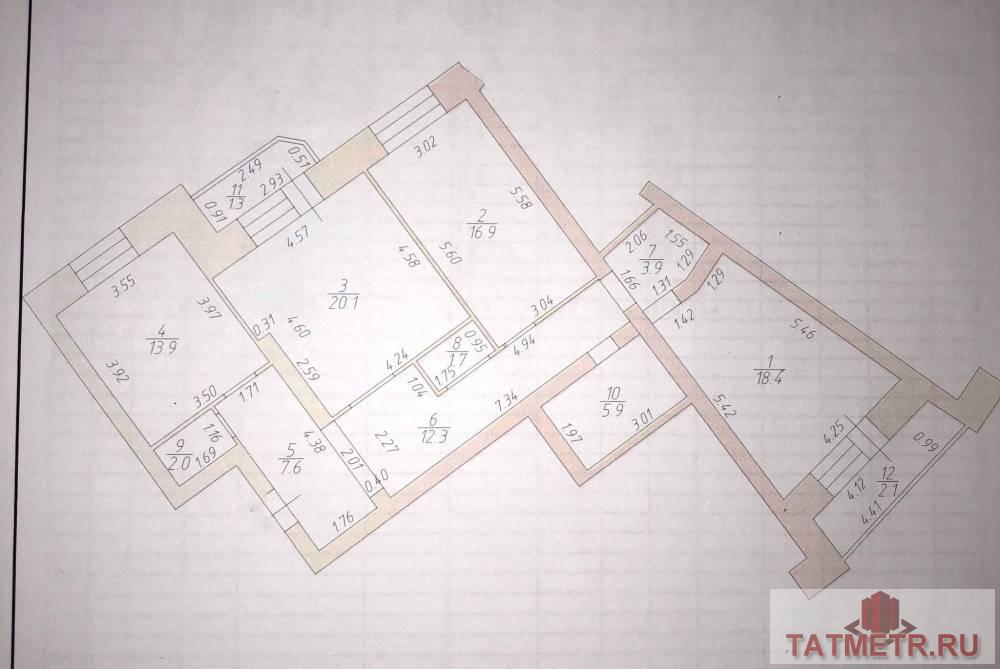 Продается 3-комн. квартира, площадью 102.7 м2 в 10 мин. транспортом от м.Проспект Победы, район Приволжский.  Жилая... - 24