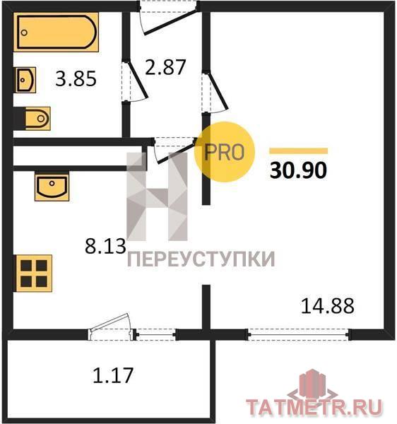 Внимание! Вашему вниманию предлагается отличная однокомнатная квартира общей площадью 30,9 кв.м. в современном ЖК... - 6