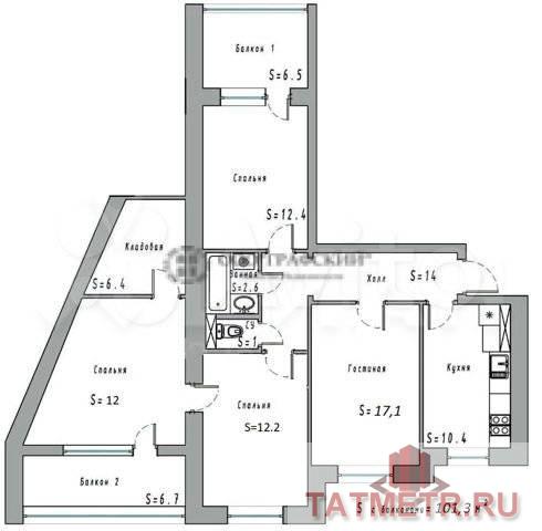 Продается чудесная 4-комнатная квартира, расположенная на 4 этаже 9-этажного дома.   Общая площадь квартиры 101,2 м2....
