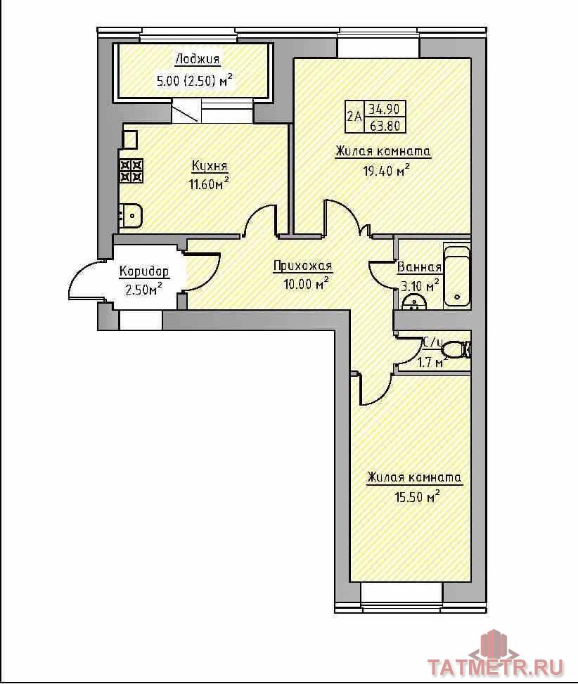 Предлагаем приобрести двухкомнатную квартиру с индивидуальным отоплением комфорт класса в жилищном комплексе,...