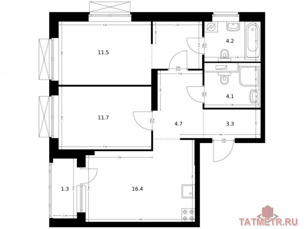 Продаётся 2-комн. квартира площадью 63.50 кв. м на 19 этаже 24 этажного дома (Корпус 1, секция 1) проекта ПИК...