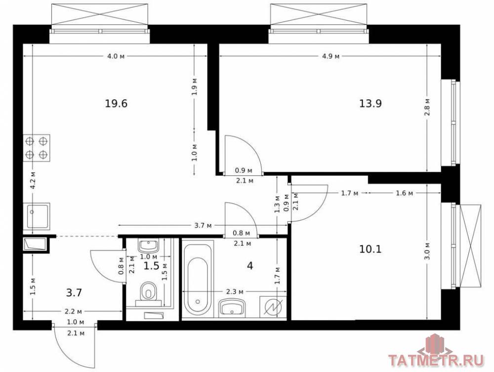 Продаётся 2-комн. квартира площадью 52.80 кв. м на 12 этаже 26 этажного дома (Корпус 1, секция 5) проекта ПИК...