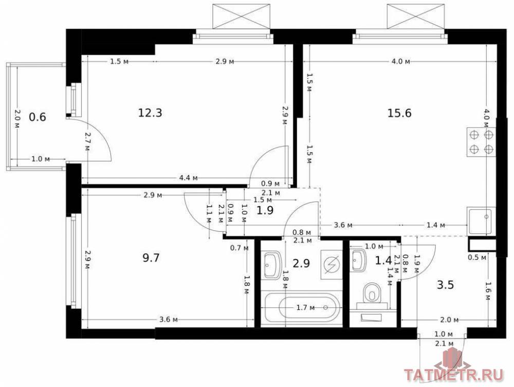 Продаётся 2-комн. квартира площадью 47.90 кв. м на 6 этаже 12 этажного дома (Корпус 5, секция 1) проекта ПИК Нокса...