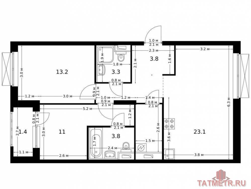 Продаётся 2-комн. квартира площадью 67.80 кв. м на 5 этаже 8 этажного дома (Корпус 1, секция 2) проекта ПИК Сиберово....