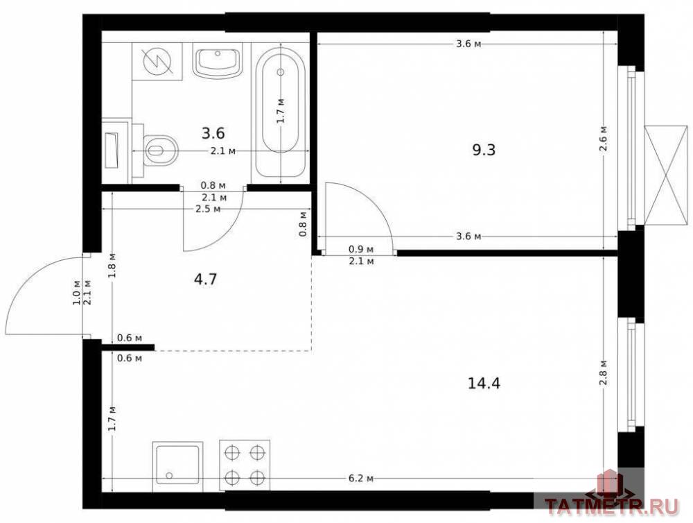 Продаётся 1-комн. квартира площадью 32.00 кв. м на 8 этаже 17 этажного дома (Корпус 4, секция 1) проекта ПИК Нокса...