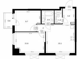 Продаётся 2-комн. квартира площадью 46.70 кв. м на 14 этаже 17...