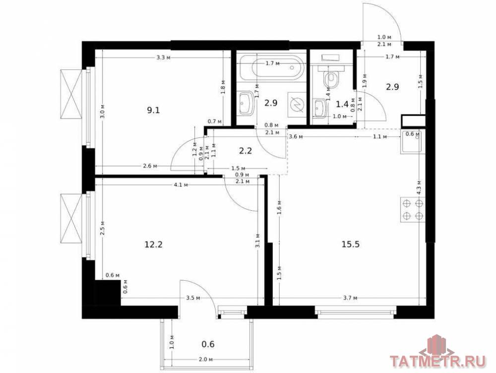 Продаётся 2-комн. квартира площадью 46.80 кв. м на 10 этаже 17 этажного дома (Корпус 4, секция 1) проекта ПИК Нокса...