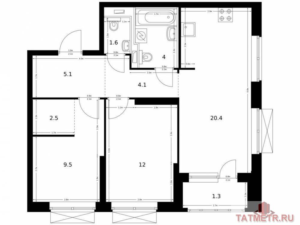 Продаётся 2-комн. квартира площадью 60.50 кв. м на 22 этаже 26 этажного дома (Корпус 1, секция 3) проекта ПИК...