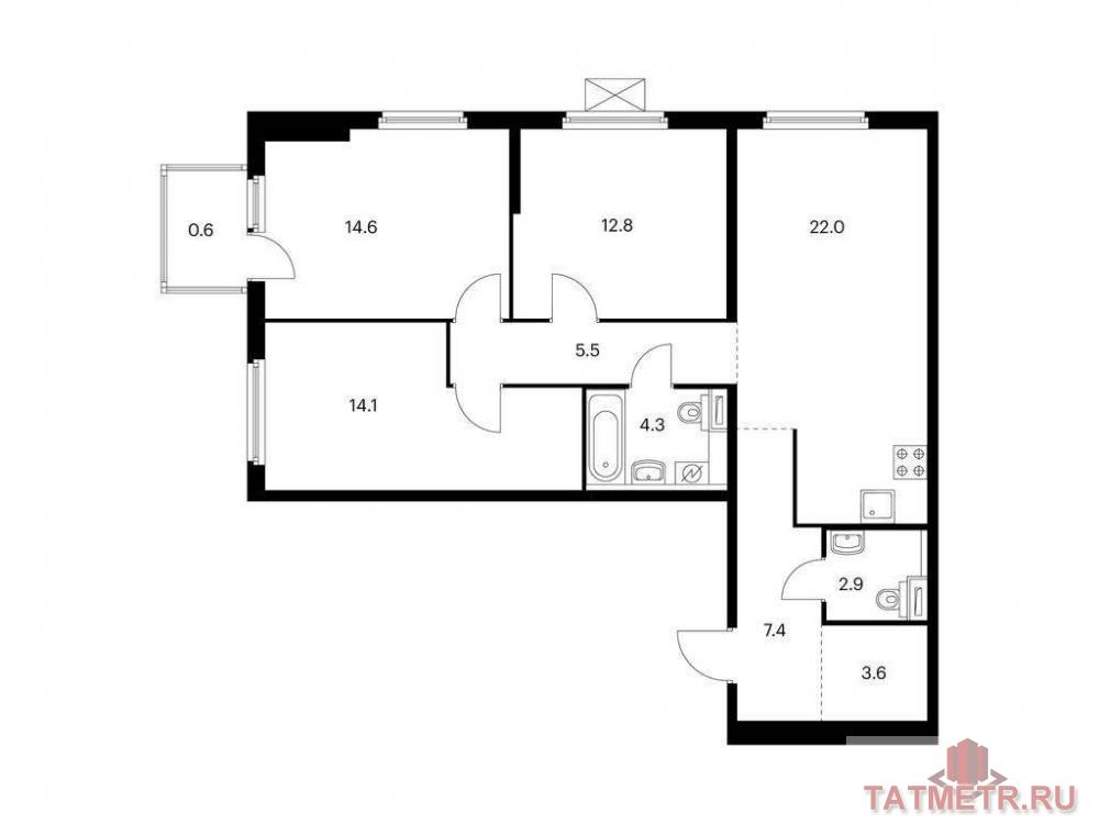 Продаётся 3-комн. квартира площадью 87.80 кв. м на 3 этаже 17 этажного дома (Корпус 2, секция 1) проекта ПИК Нокса...