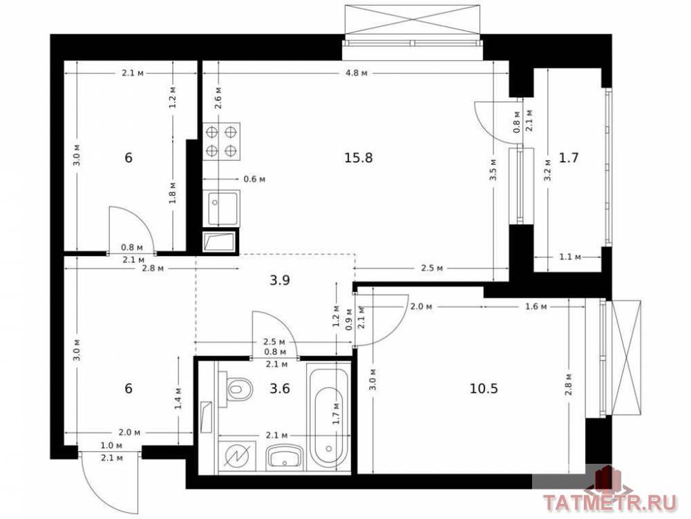 Продаётся 1-комн. квартира площадью 47.50 кв. м на 8 этаже 26 этажного дома (Корпус 1, секция 3) проекта ПИК...