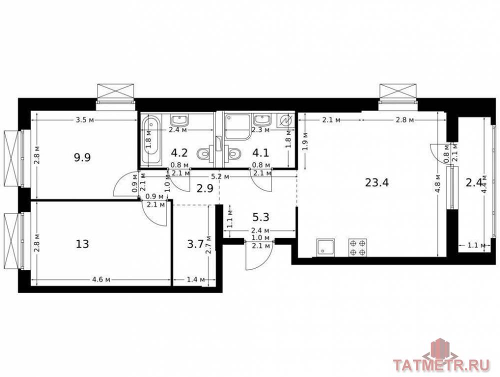 Продаётся 2-комн. квартира площадью 68.90 кв. м на 9 этаже 26 этажного дома (Корпус 1, секция 3) проекта ПИК...