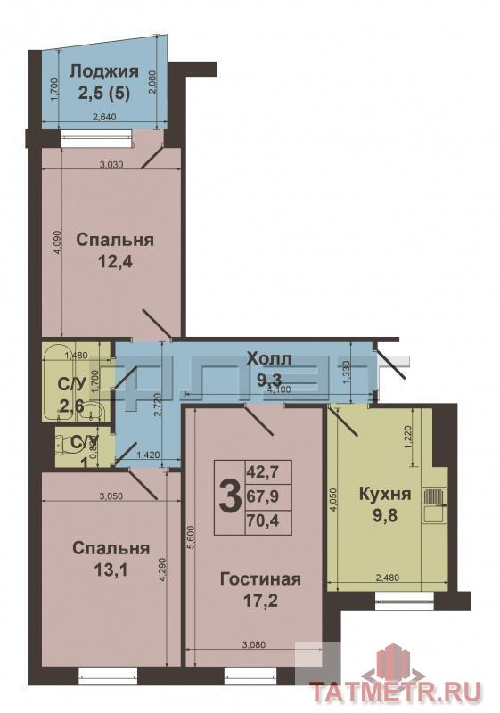 Внимание! Выгодное предложение! Трехкомнатная квартира  по ул. Чистопольская, 41 прямо напротив ледового дворца... - 9