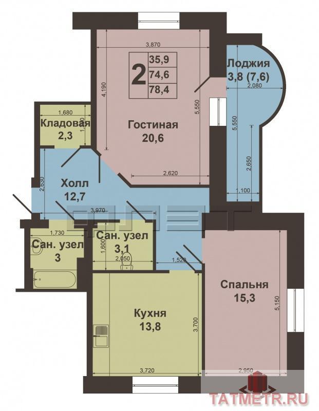 Советский район,  улица  Отрадная, д. 9, новый  кирпичный  дом. Продается уютная просторная светлая двухкомнатная... - 16